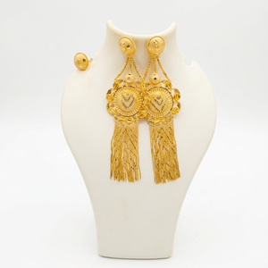 Gold Plated Tassel <b>Earrings</b> Bohemia Style Wedding Jewelry Set Alloy Fashion Statement <b>Earrings</b> for Bridal Premium Wedding Wear - Product Image 1