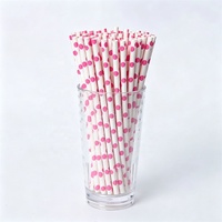 6*197mm Pailles à boire en papier biodégradables écologiques à pois, pailles en papier pour mariage, design personnalisé