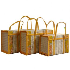 Pastoral Bamboo Woven Bamboo Products <b>Camping</b> <b>Storage</b> <b>Box</b> Handmade Woven Basket Outdoor Picnic Basket - Product Image 1