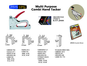 JY515 4 in1 0.7/1.2mm <b>Staple</b> Adjustable <b>T50</b>,R13,JT21,18Gauge Brad,8(5/16")-16mm(5/8") Brad Nail Heavy Duty <b>Staple</b> Gun - Product Image 3