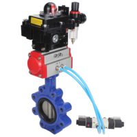 Katup Kupu-kupu DNOVA Besi Cor QT450 EPDM DN50-150 16bar -20+100 ° C, Aktuator Pneumatik DA, Katup Pneumatik 220V, AFC2000