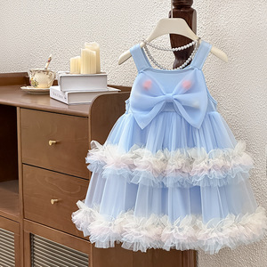 2025 Summer New Girls' Strap <strong>Dress</strong> Stylish Princess Tutu <strong>Fairy</strong> Puffy <strong>Dress</strong> Lace Decoration O-Neck Sweet for 8-Year-Old Children - Product Image 4