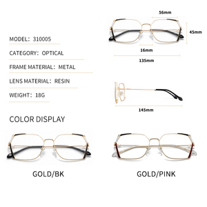 Logotipo personalizado polígono y estilo irregular lentes de resina metal mujer monturas gafas ópticas gafas - Product Image 6