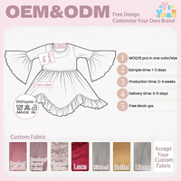 Robe rouge vif unie à manches cloche pour petites filles, col rond, volants, ourlet asymétrique, jupe tourbillonnante, personnalisable OEM pour vêtements pour enfants