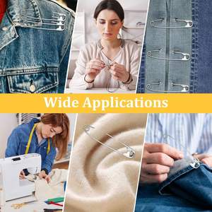 Mittelgroße Silberne Metall-Sicherheitsnadeln Hochwertige Büromaterialien Rostfreie Vernickelte 38mm / 1,5 Zoll Robuste Quilt-Nadeln für Kleidung - Product Image 5