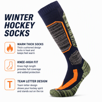 Chaussettes de sport en tricot épais personnalisées pour le hockey sur glace, avec bordure élastique, chaussettes de compression sportives pour hommes