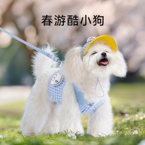 Arnés para Perro, Diseño a Cuadros Azul, Poliéster, para Perros Pequeños y Medianos, Cuatro Estaciones, con Correa, Diseño Doble Anti-Escape - Product Image 4