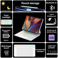 Étui Clavier Magique pour iPad Pro 10.9/ 11 /12.9 Pouces iPad Air 11(M2) Pavé Tactile Multi-Touch 7 Couleurs Rétroéclairé Alliage d'Aluminium