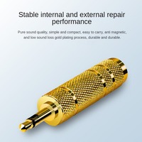 Adaptateur stéréo mâle 3,5 mm (1/8'') vers femelle 6,35 mm (1/4'') avec placage en alliage d'or, longueur 6 cm pour amplificateur de casque