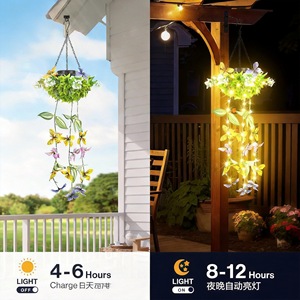 Han Sixin Solarbetriebene Künstliche Schmetterlingsranken-Hängepflanze, Wasserdichte Außenbeleuchtung für Garten und Balkon - Product Image 2