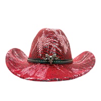 Chapeau de cowboy imprimé serpent rouge en gros, chapeaux de fête gothiques punk en cuir noir avec tête de taureau pour adultes