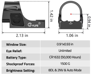 กล้องเล็งจุดแดง USA Stock CVLIFE WolfCovert ปรับความสว่างอัตโนมัติ วงกลมคู่ ตรวจจับความเคลื่อนไหว ป้องกันแรงกระแทก กันน้ำ สำหรับตลาดสหรัฐอเมริกา - Product Image 4