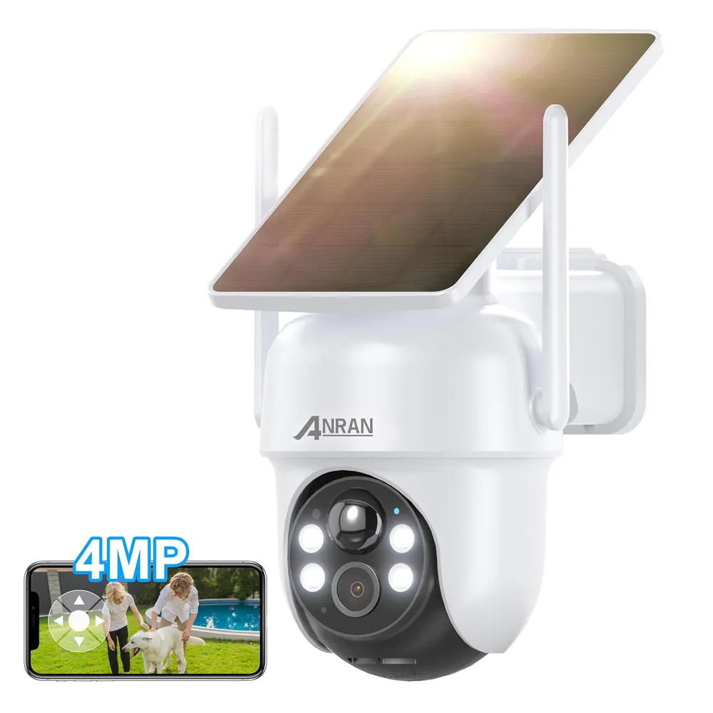 Anran4MPソーラーパワー2kPtz360度ビデオ赤外線4xズーム屋外ワイヤレス監視カメラセキュリティシステム