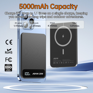 Aspor ASPOR A387 พาวเวอร์แบงค์แม่เหล็กไร้สายขนาดบางพิเศษ 6.20 มม. ความจุ 5000mAh รองรับการชาร์จเร็ว <span class=keywords><strong>PD</strong></span> 20W แบตเตอรี่แบบกึ่งแข็ง - Product Image 5