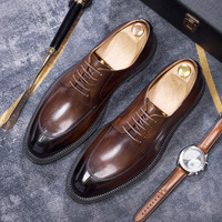 Chaussures en cuir véritable faites à la main haut de gamme D2019-2 pour hommes, chaussures habillées à lacets, chaussures de bureau, chaussures Oxford, chaussures de mariage
