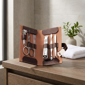 Kit de manucure 6 en 1 en acier inoxydable avec étui, ensemble de manucure portable de style classique pour adultes - Product Image 4