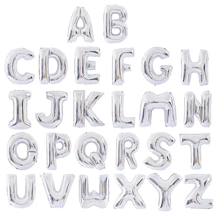 Engelse Letters Aluminium Film Ballon Verjaardagsfeest Bruiloft Decoratie Aluminiumfolie Bal Multi-Size Scène Opstelling Ballon