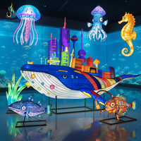 Maßgefertigte Große Einzigartige Wolkenkratzer-Wal-Tierlaterne Wasserdichte Festival-Laterne für Aquarium-Tour-Lichtinstallation