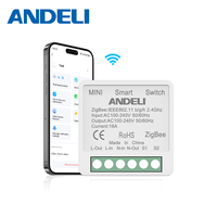 Zigbee saklar dinding Mini Smart Life, aplikasi 16A tiang ganda tahan lama AC 240V dapat disesuaikan bahan ABS