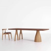 Table à manger rectangulaire en bois massif de style nordique rétro Wabi-Sabi pour appartement et villa, 6 places, design stable et durable