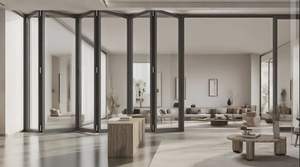 باب قابل للطي ثقيل مضاد للقرصة قابل للتخصيص لتقسيم الفيلا باب منزلق من سبائك الألومنيوم والزجاج مع ميزة قابلة للطي - Product Image 2