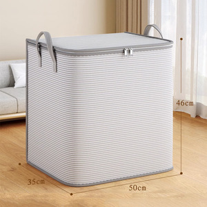 Striped Non Woven Fabric Quilt <b>Storage</b> Bag 50x35x46cm With Zipper And Handles For Bedroom <b>Clothes</b> Organizer - Product Image 1