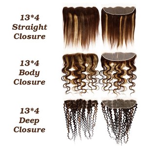 Extensioni di Capelli Umani Ombre con Frontale, Colore Brasiliano con Riflessi, Lisci P4/27 <span class=keywords><strong>Biondo</strong></span> Miele 10A - Product Image 4