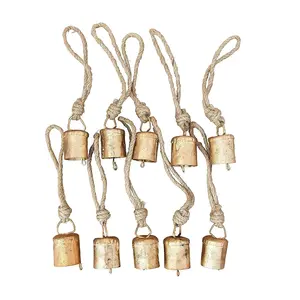 Wind & Wetter Metall Windspiel Hand gefertigte goldene Glocken mit Seil Weihnachts garten Glocken Vintage Metall Outdoor Hängende Glocke