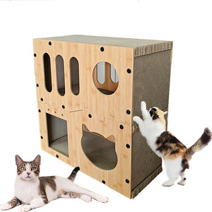 חתול חיצוני מודרני שריטות קן דפוס מוצק גלי מחמד עץ בית עץ לחיות מחמד - Product Image 3