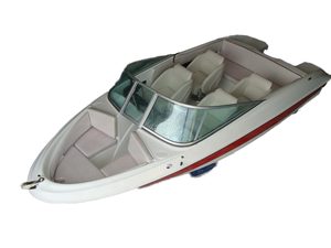 New Model White Fiberglass Speedboat Fashion Red Stripe Sports Boat for Water Sightseeing and Entertainment Customizable Pleasur - Product Image 4