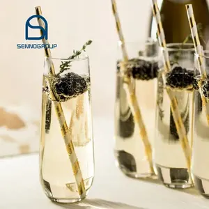कस्टम लोगो गुलाब सोने की चूड़ी का चश्मा प्लास्टिक शैंपेन फ्लेट, शादी के लिए चम्पगन बांसुरी