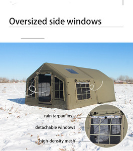 8 + 8,8 ㎡ Tienda inflable verde militar Campamento de lujo salvaje <span class=keywords><strong>Camping</strong></span> 8 Cinturón de algodón plano Cabina inflable de expansión - Product Image 6