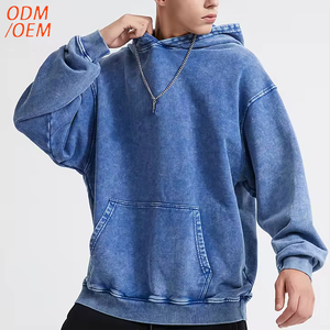 Sweat-shirt à capuche 420 g/m² sans cordon, personnalisable, pour homme, gris foncé, effet vieilli, coupe oversize, délavé à l'acide, style vintage, personnalisable - Product Image 4