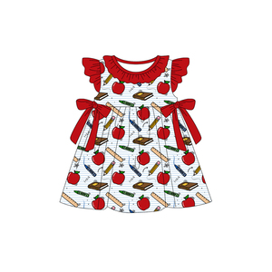 GSD3725 Vestido Infantil Estilo Boutique al por Mayor, Conjunto de Regreso a Clases con Diseño de Manzana, para Niña, Sin Pedido Mínimo, ODM - Product Image 1