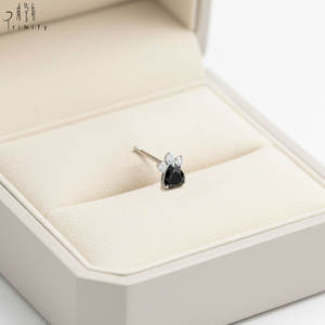 Nouvelle collection élégante : Boucles d'oreilles clous en or blanc massif 18 carats avec spinelle noire et diamant naturel, cadeau spécial pour femme - Product Image 6