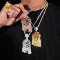 Prix de gros Pendentif Tête de Jésus entièrement serti de Moissanite couleur D VVS en Argent 925, Breloque Hip Hop, Bijoux de rappeur, Faible MOQ