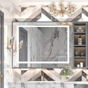 DB 32x24 pulgadas brillante cepillado plata LED luces de espejo de baño 3000-6000K antivaho regulable montado en la pared tocador" - Product Image 5