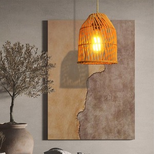 Rattan Woven Pendant <b>Light</b> Bell Shape E27 Bulb Bedroom Dining Room Decor - Product Image 5