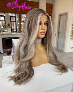 วิกผมแบบไม่ต้องใช้กาว ผมแท้เวอร์จิ้นเรมี่ จัดเรียงเกล็ดผมอย่างดี สีบลอนด์ประกายเทาสวยงาม วิกผมลูกไม้ด้านหน้าสำหรับผู้หญิง ราคาขายส่ง - Product Image 5