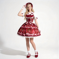 Robe Lolita JSK à la fraise, avec corset en dentelle, costume de cosplay de princesse