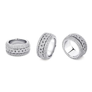 Premium <b>Solid</b> Sterling <b>Silver</b> Moissanite Hip Hop Wedding Ring with Luxury Pave Setting and Stylish Fashion Statement - Product Image 1