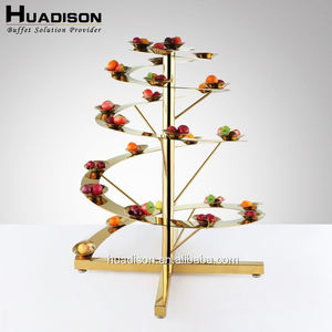 Huadison Catering Supplies Royal Gold Buffet Display Risers Stainless Steel Spiral Catering <strong>Stand</strong> for Wedding Party Decorations - Product Image 3