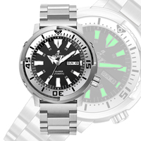 Montre de plongée de luxe 007 Tuna par Full Luminous, étanche à 200 m, en acier inoxydable, pour homme, style business