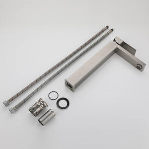 Robinet de lavabo carré surélevé en acier inoxydable SUS304, mitigeur eau chaude et froide pour comptoir de salle de bain - Product Image 4