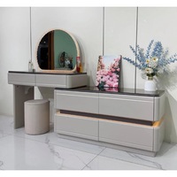 Table de toilette de style moderne avec miroirs, plusieurs tiroirs, style luxe léger, meubles de chambre à coucher pour usage domestique