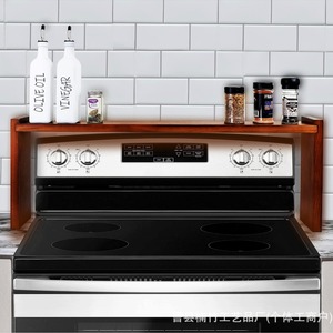 Wooden Stove Top Spice Rack Vertical Kitchen Storage <b>Shelf</b> <b>Desktop</b> Single Layer Retro Color Tree Material - Product Image 1