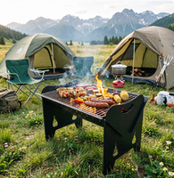 Brasero et barbecue combinés en acier de style industriel - Grande capacité, pour chauffage extérieur et cuisson au bois