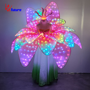 Fantasia Moderna para Performance Adulta, Vestido de Dança de Salão com Flores Sexy e Manga Longa - Product Image 5