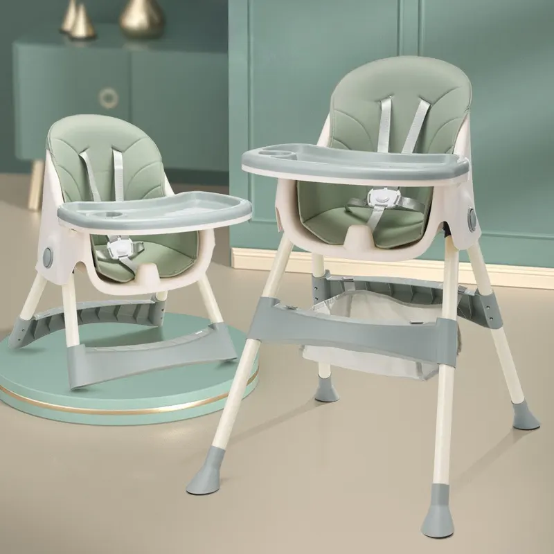 Детский стульчик для кормления, складной и регулируемый по высоте, нескользящий и устойчивый обеденный стул с корзиной для хранения