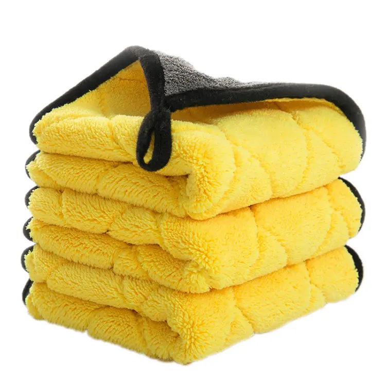 Factory Custom car wash towel Thick coral fleece towel Microfiber car cleaning cloth water absorbent double-sided car towel